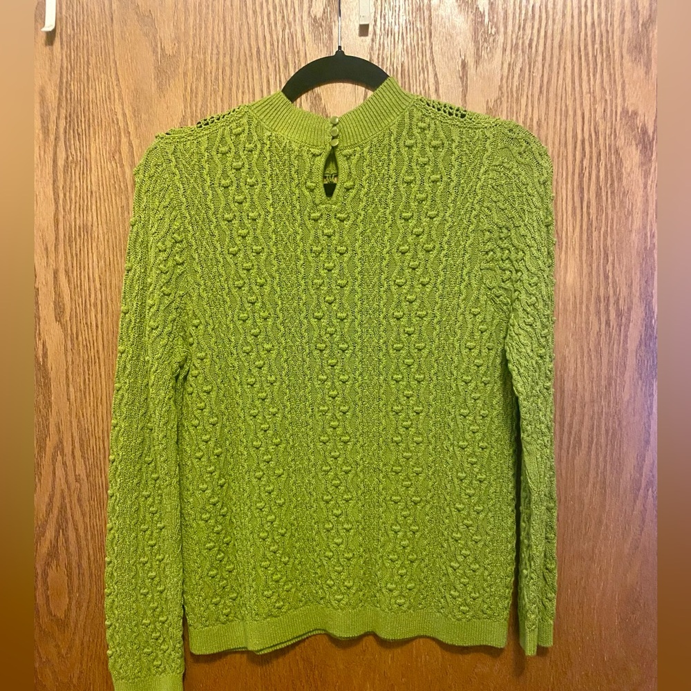 Sézane Alessandro Jumper Green Cable Knit Cotton Blend Sweater - Picture 3 of 5